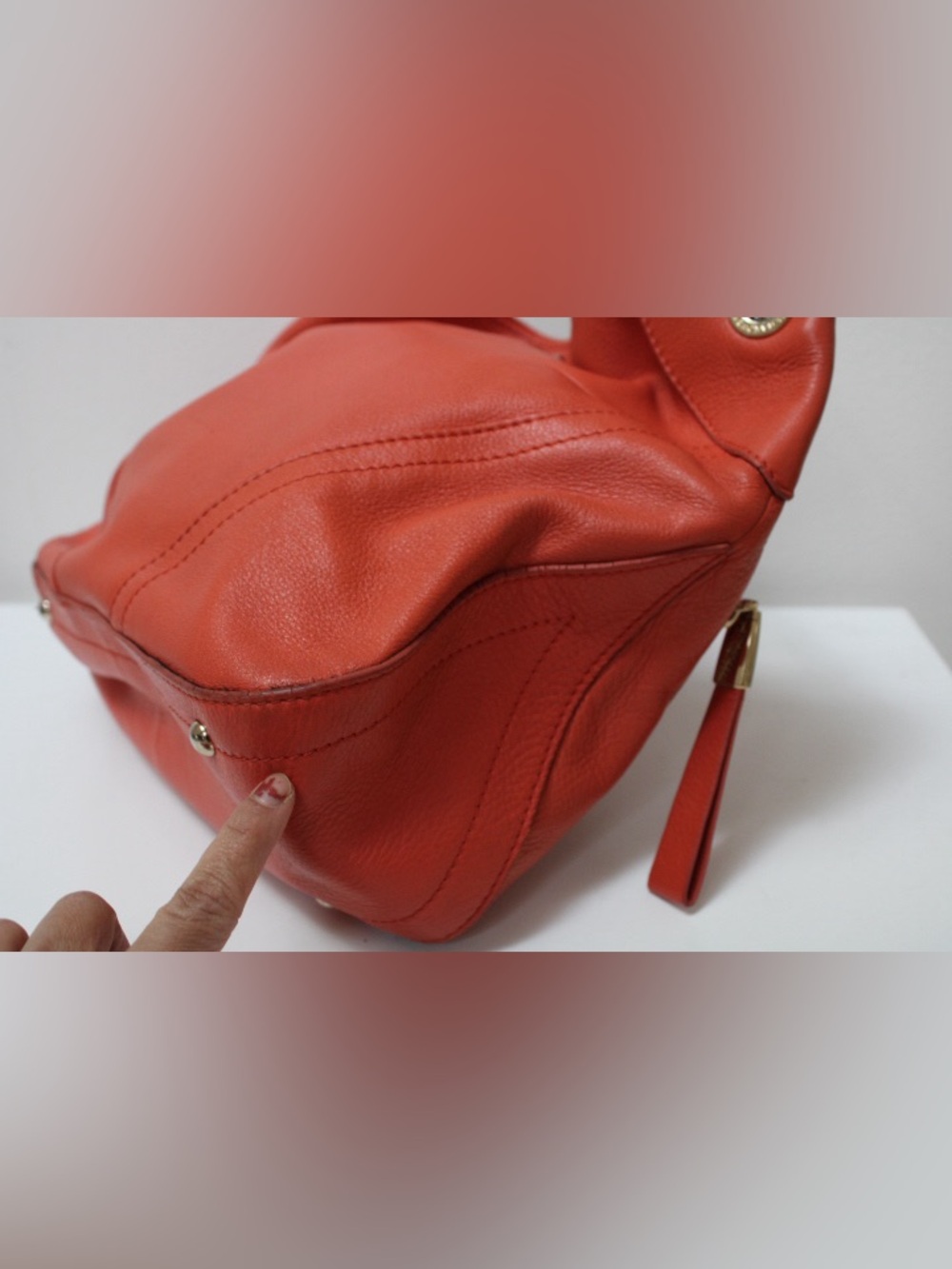 b. makowsky Woven Leather Hobo in Orange with Gold Hardware - Picture 9 of 13
